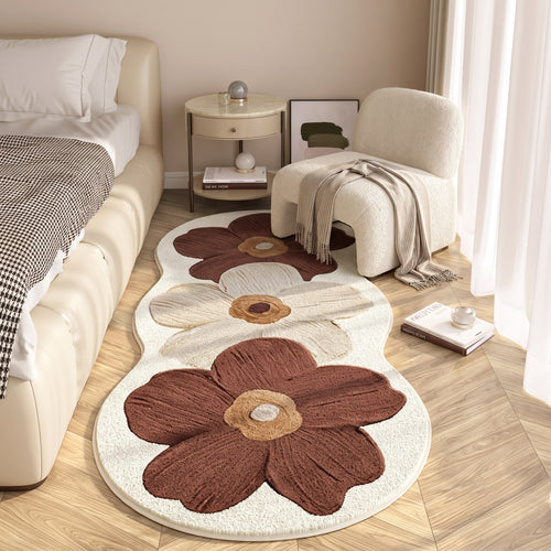 Floral Irregular Shape Bedroom Rug