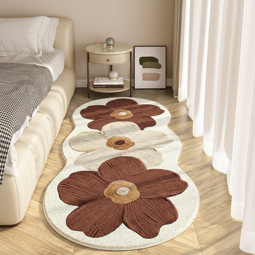 Floral Irregular Shape Bedroom Rug