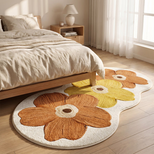 Floral Irregular Shape Bedroom Rug