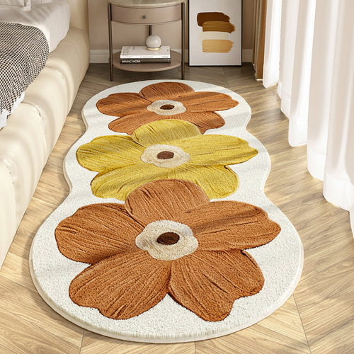 Floral Irregular Shape Bedroom Rug