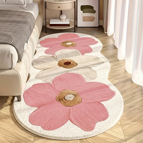 Floral Irregular Shape Bedroom Rug