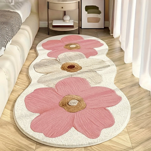 Floral Irregular Shape Bedroom Rug