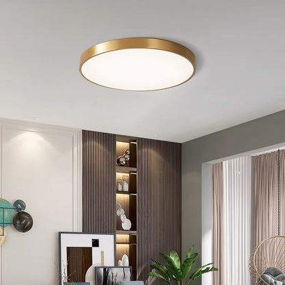Flush Mount Round LED Ceiling Light - Gold