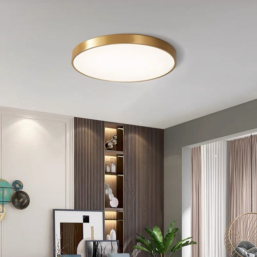 Flush Mount Round LED Ceiling Light - Gold