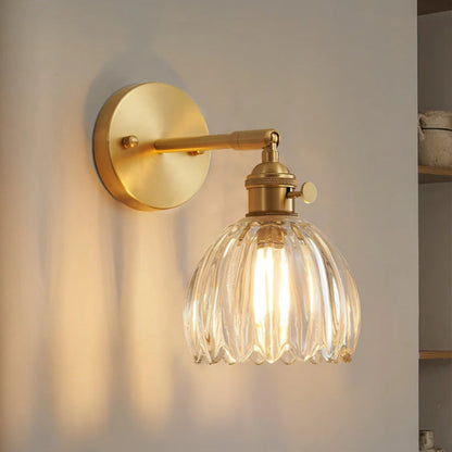 Fluted Glass Brass Wall Sconce