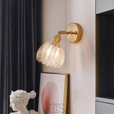 Fluted Glass Brass Wall Sconce
