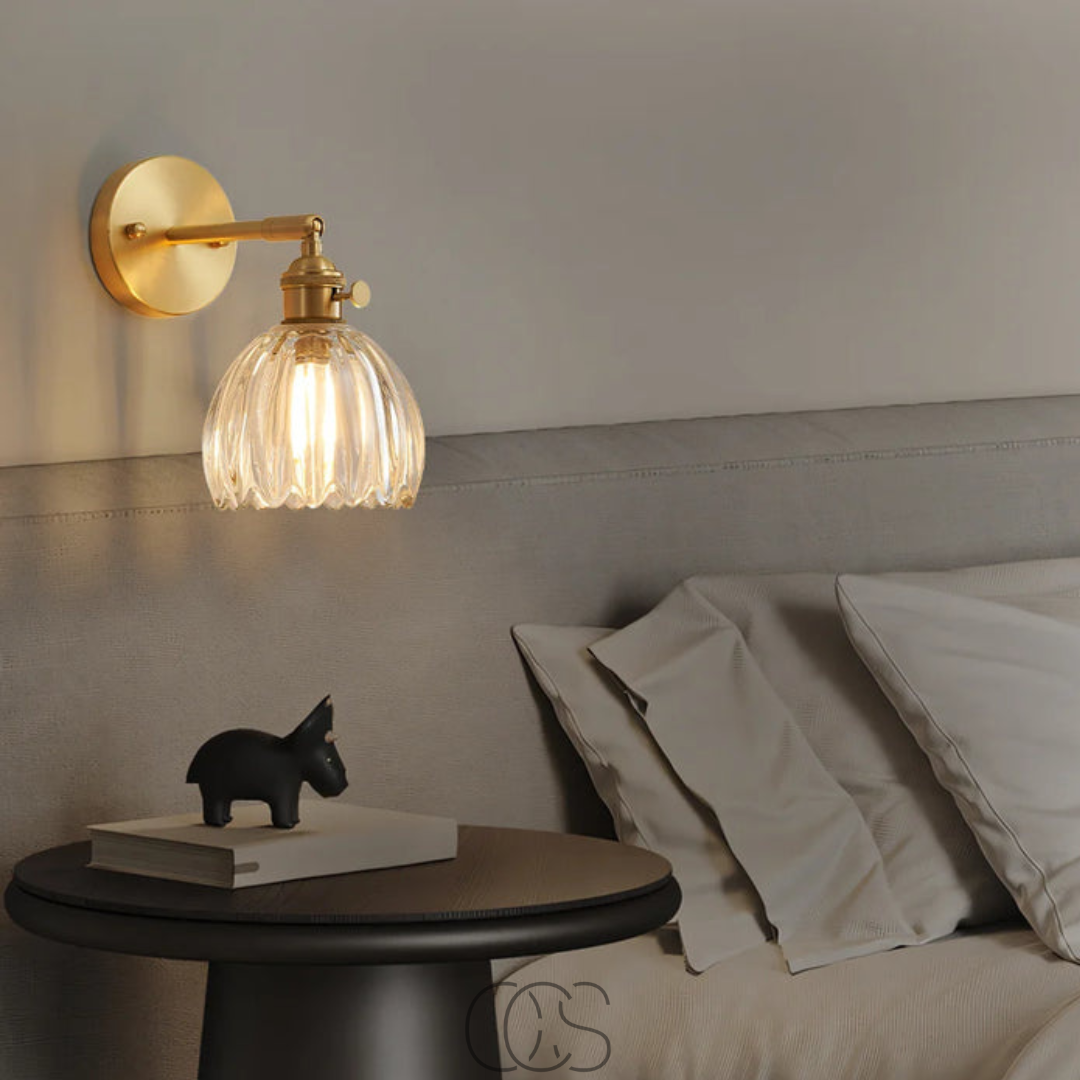 Fluted Glass Brass Wall Sconce