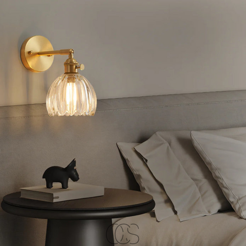 Fluted Glass Brass Wall Sconce