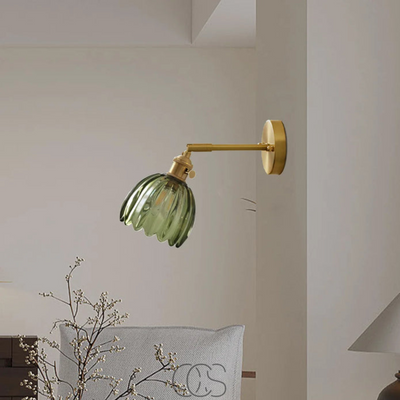 Fluted Glass Brass Wall Sconce
