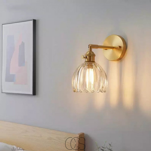 Fluted Glass Brass Wall Sconce