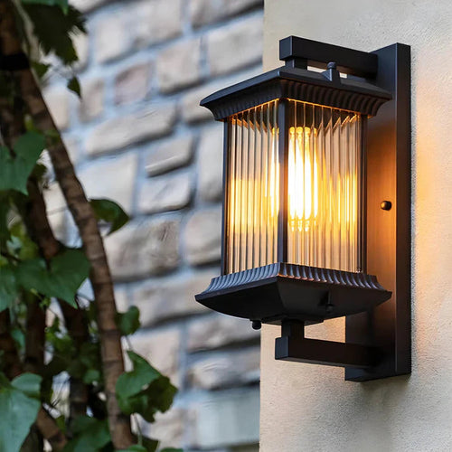 Fluted Glass Outdoor Wall Lantern