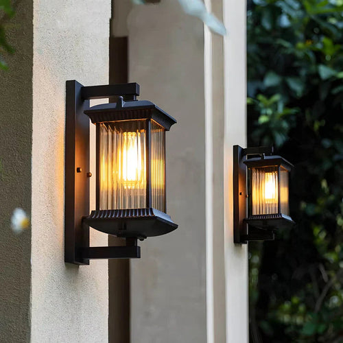 Fluted Glass Outdoor Wall Lantern