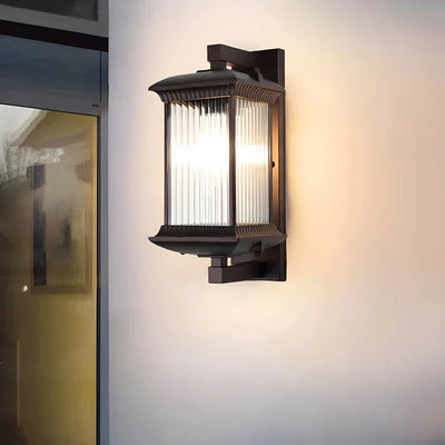 Fluted Glass Outdoor Wall Lantern