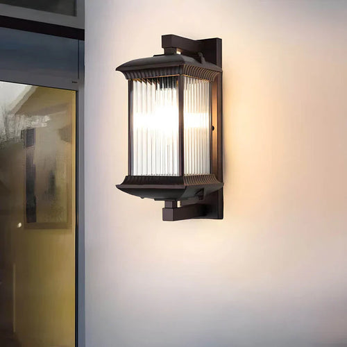 Fluted Glass Outdoor Wall Lantern