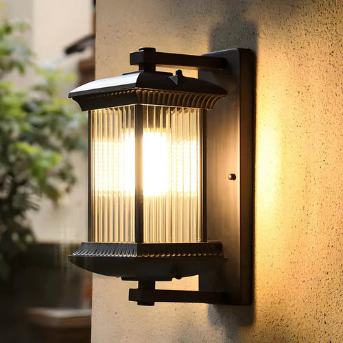 Fluted Glass Outdoor Wall Lantern