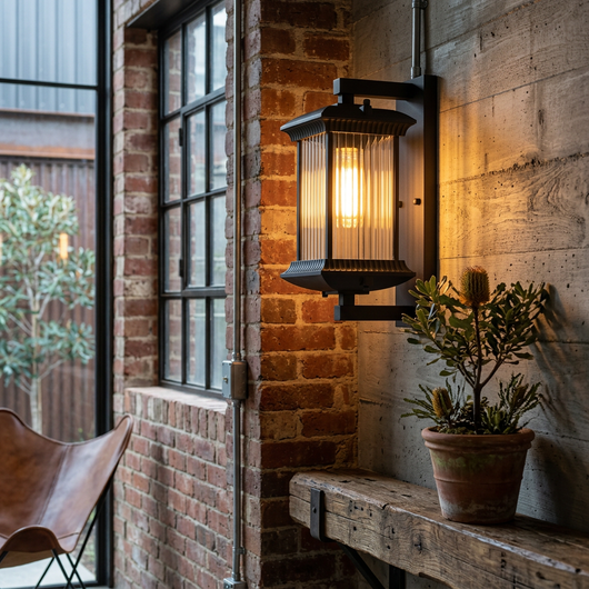 Fluted Glass Outdoor Wall Lantern