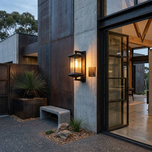 Fluted Glass Outdoor Wall Lantern