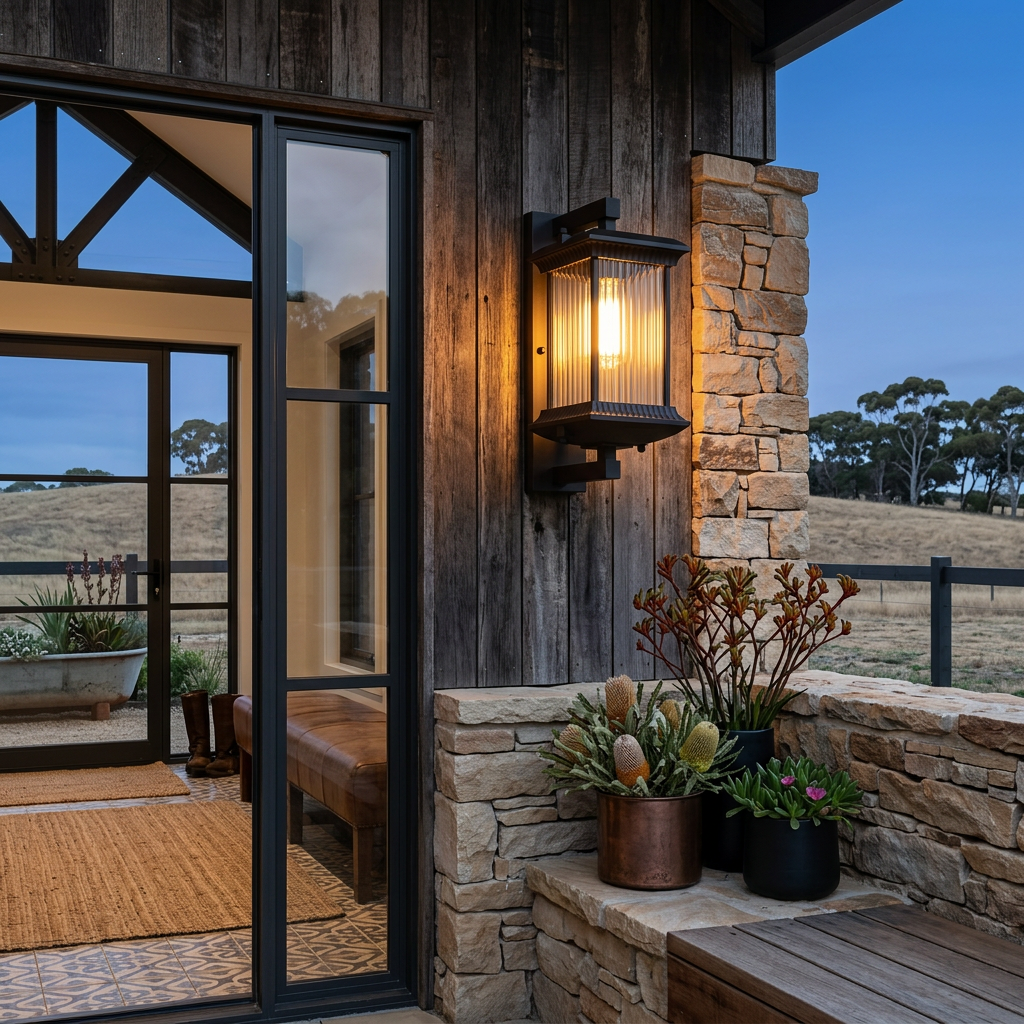 Fluted Glass Outdoor Wall Lantern
