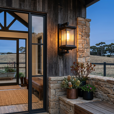 Fluted Glass Outdoor Wall Lantern