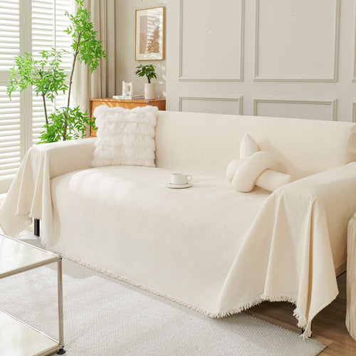 Fringed Woven Sofa Cover Throw