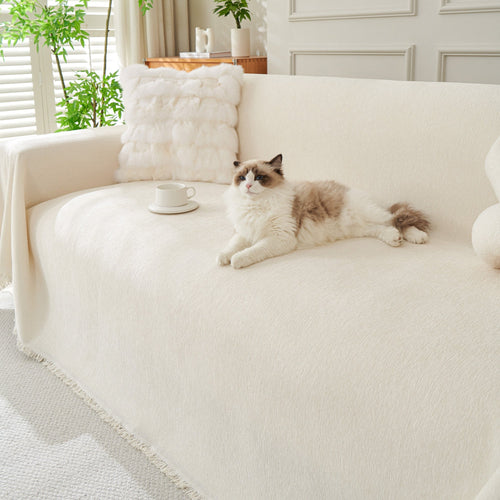 Fringed Woven Sofa Cover Throw