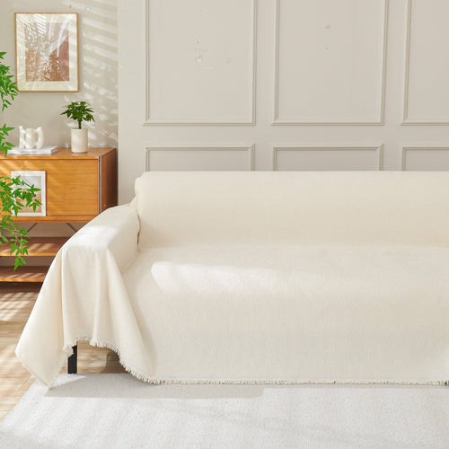 Fringed Woven Sofa Cover Throw