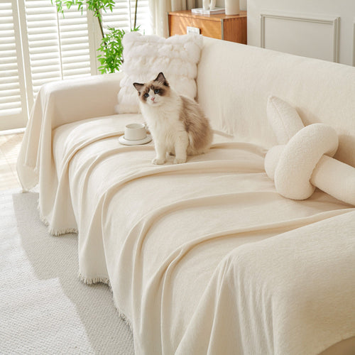 Fringed Woven Sofa Cover Throw