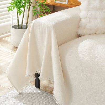 Fringed Woven Sofa Cover Throw