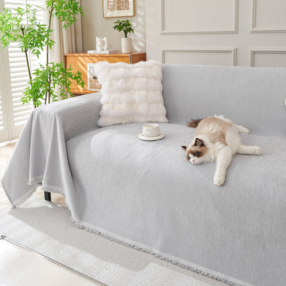 Fringed Woven Sofa Cover Throw