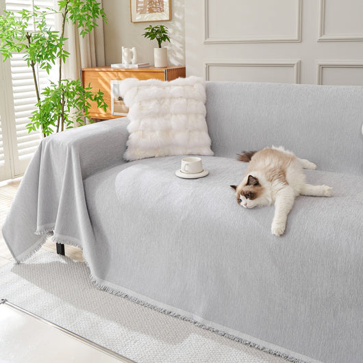 Fringed Woven Sofa Cover Throw
