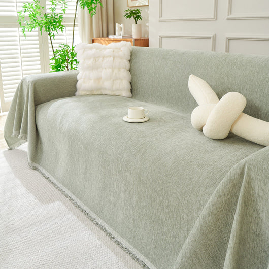 Fringed Woven Sofa Cover Throw