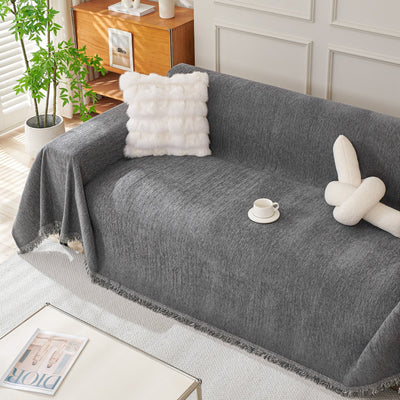 Fringed Woven Sofa Cover Throw