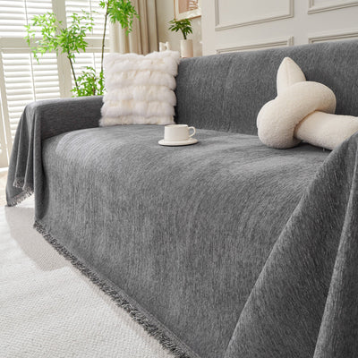 Fringed Woven Sofa Cover Throw