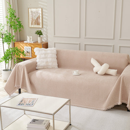 Fringed Woven Sofa Cover Throw