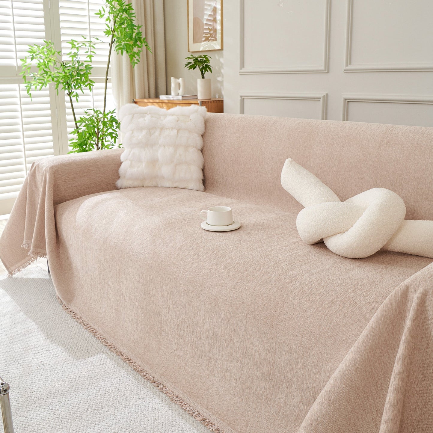 Fringed Woven Sofa Cover Throw
