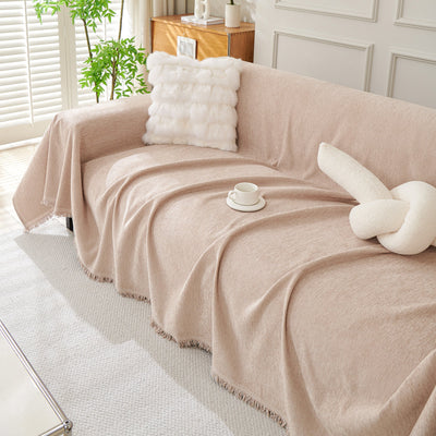 Fringed Woven Sofa Cover Throw