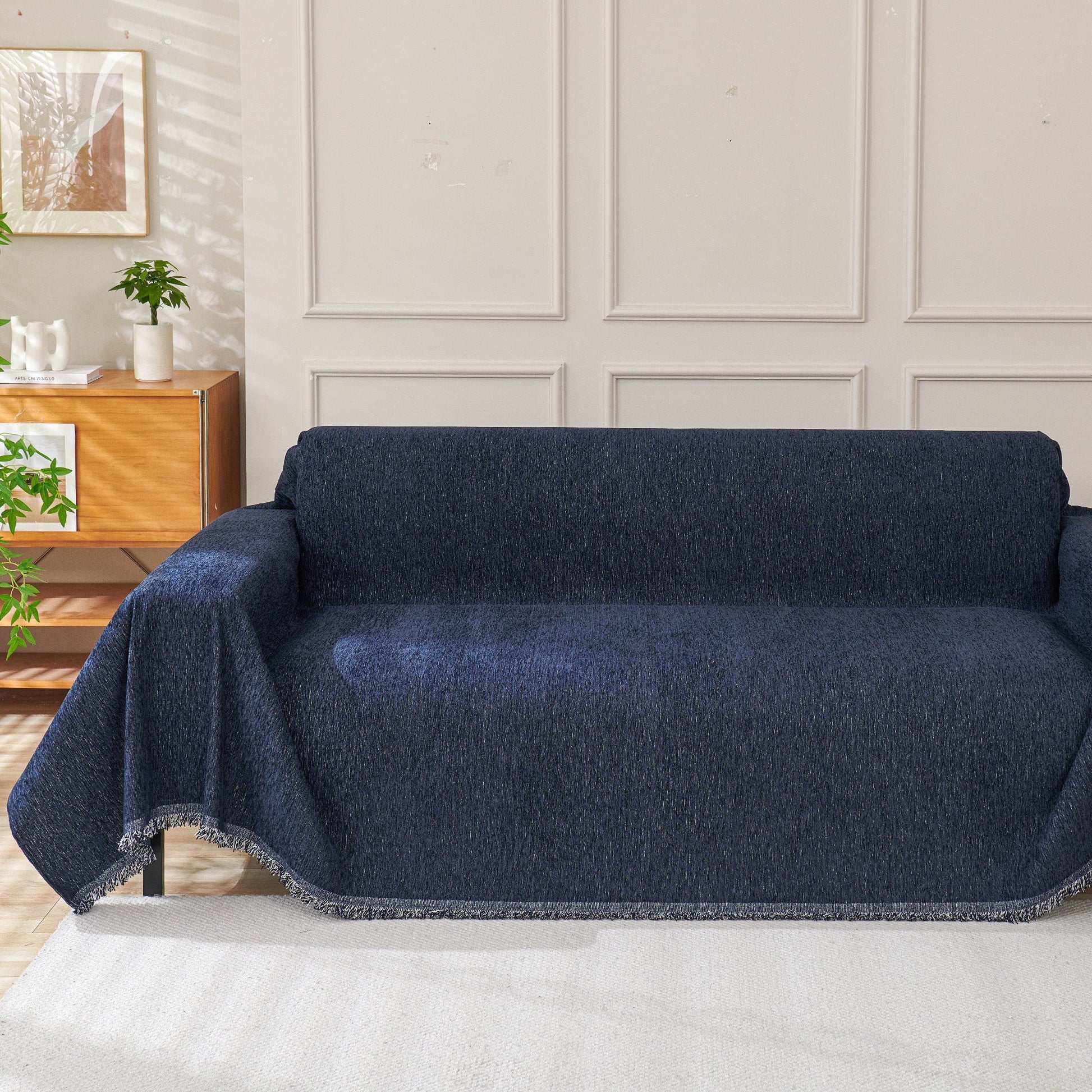 Fringed Woven Sofa Cover Throw