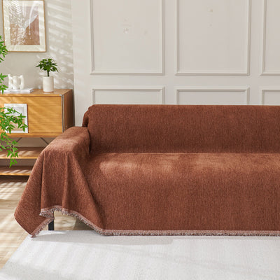 Fringed Woven Sofa Cover Throw