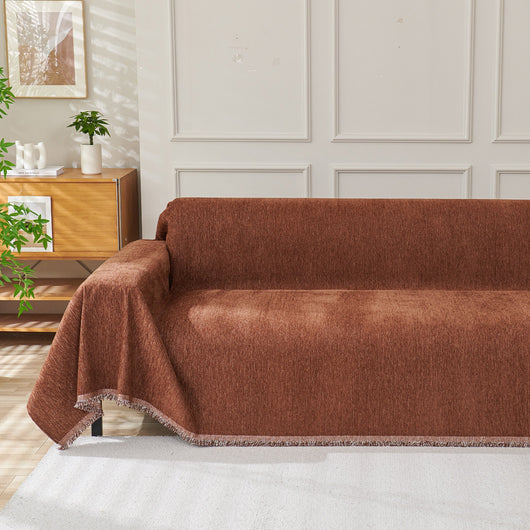 Fringed Woven Sofa Cover Throw