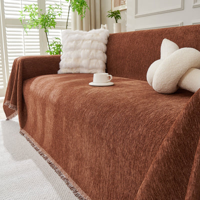 Fringed Woven Sofa Cover Throw