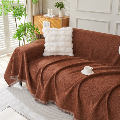 Fringed Woven Sofa Cover Throw