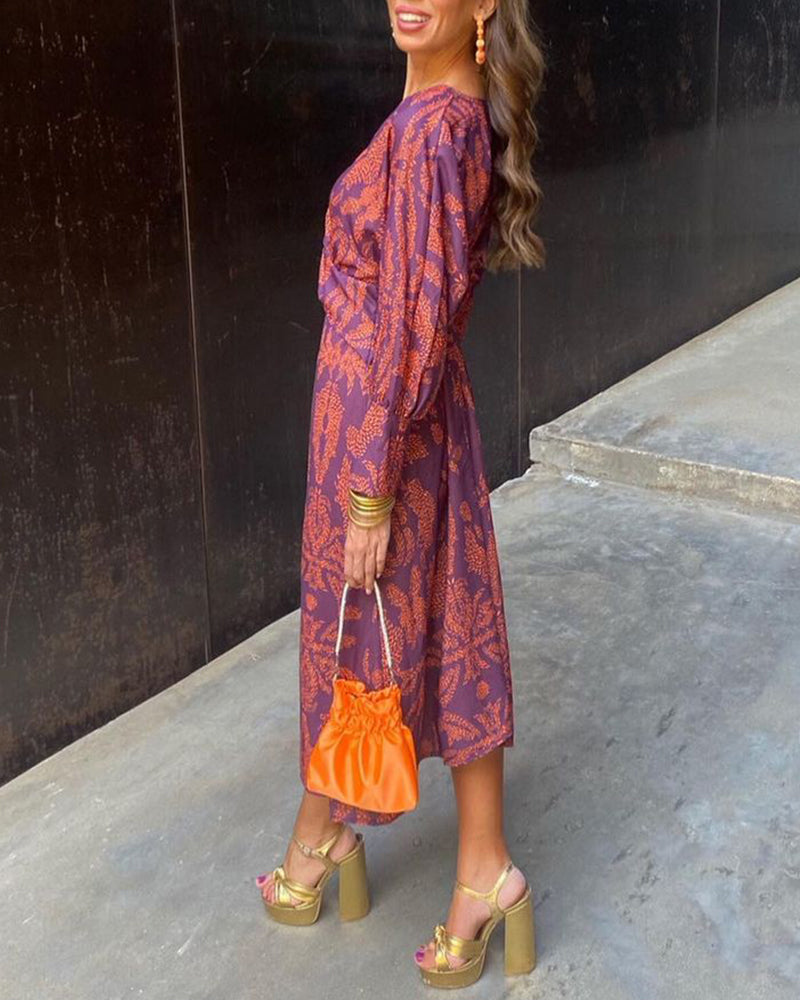Gabrielle Twist-Front Printed Midi Dress