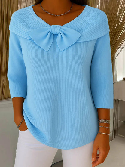 Ghislaine Bow-Detail Ribbed Knit Top