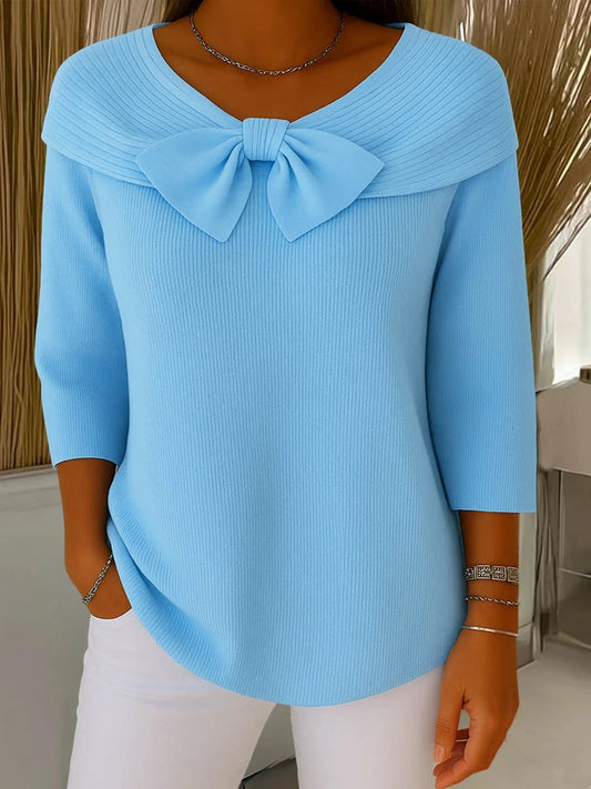 Ghislaine Bow-Detail Ribbed Knit Top