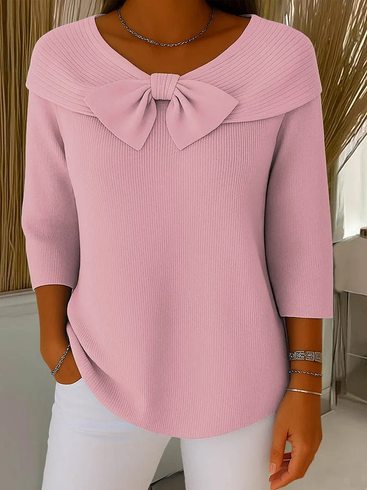 Ghislaine Bow-Detail Ribbed Knit Top