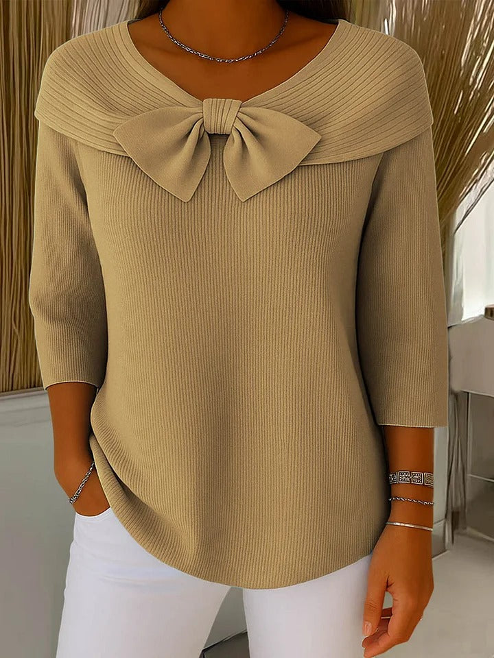 Ghislaine Bow-Detail Ribbed Knit Top