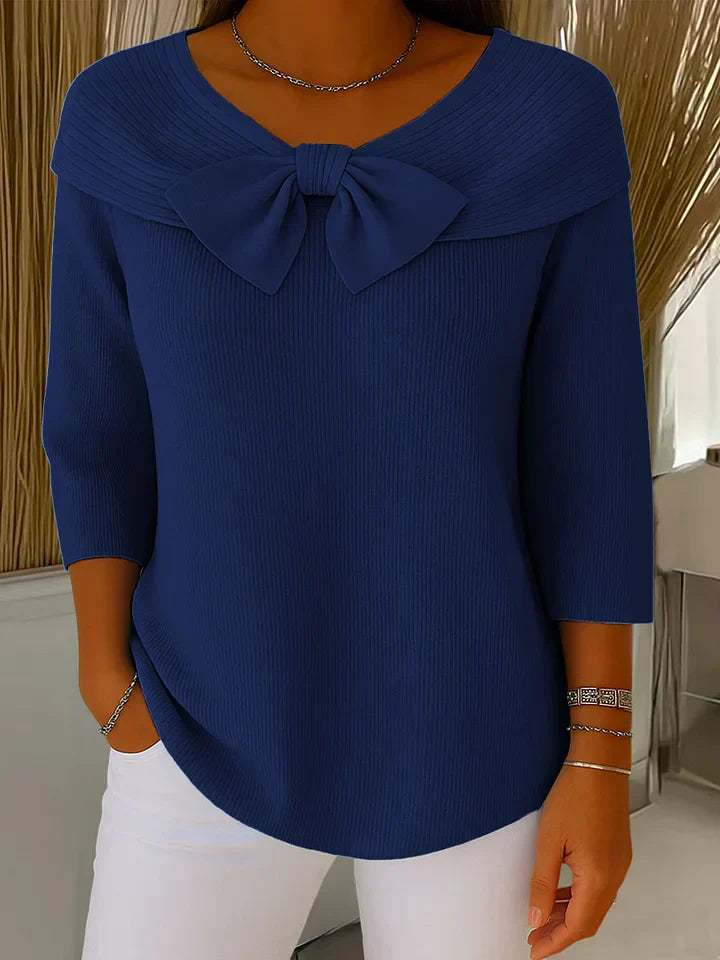 Ghislaine Bow-Detail Ribbed Knit Top