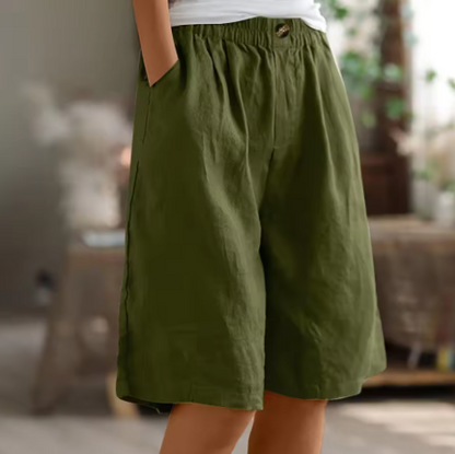 Gisèle Elastic-Waist Linen Bermuda Shorts