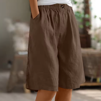 Gisèle Elastic-Waist Linen Bermuda Shorts