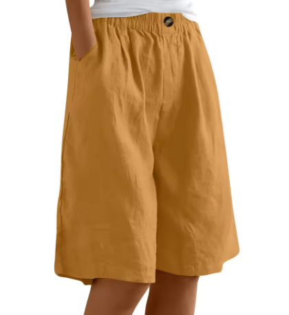 Gisèle Elastic-Waist Linen Bermuda Shorts